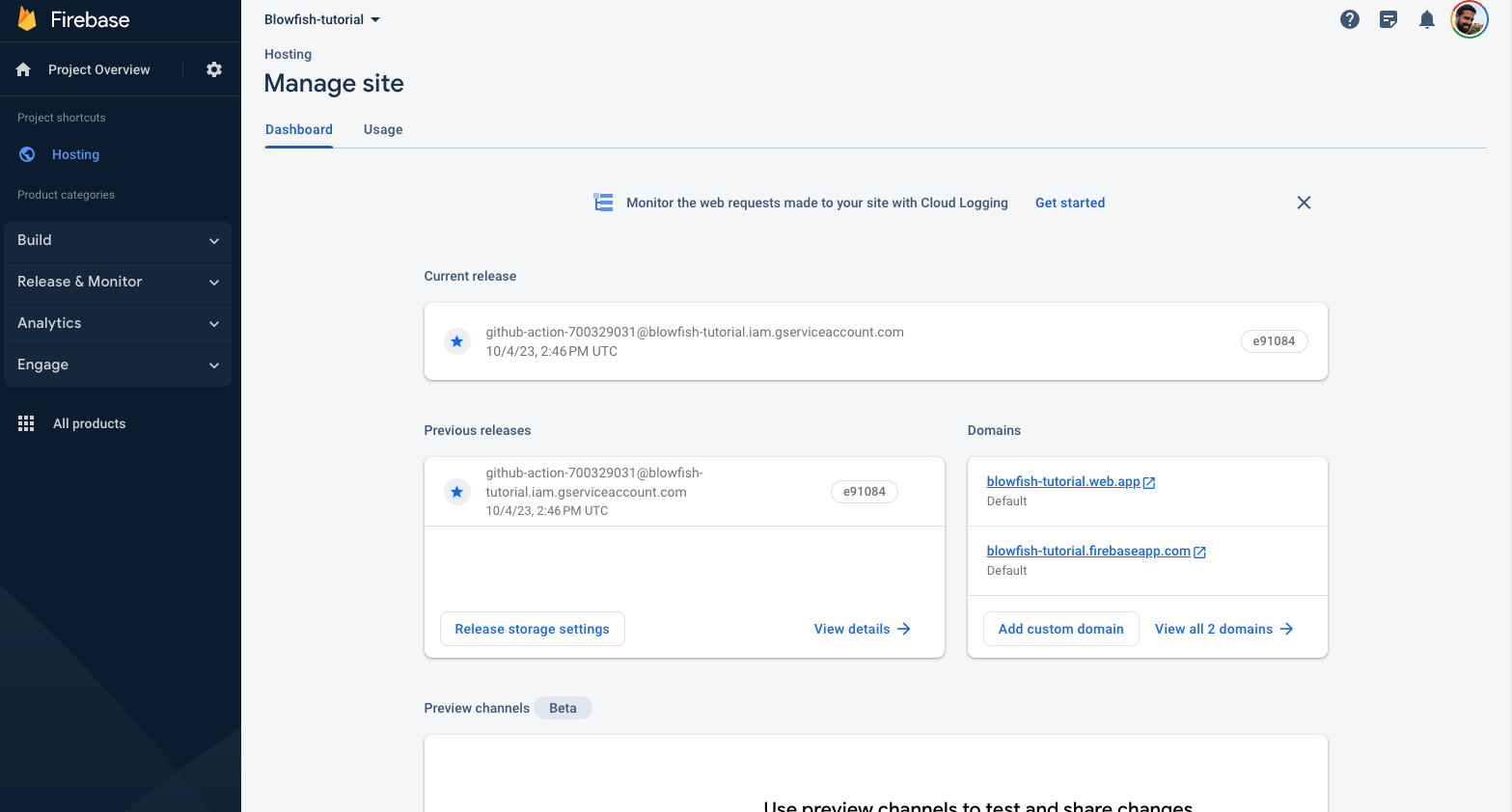 firebase console